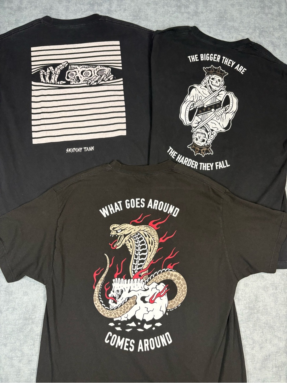 Lot 3 Lurking Class Sketchy Tank T Shirts Mens XL Skull Skeleton Graphic Black